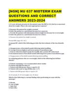 [NGN] NU 637 MIDTERM EXAM QUESTIONS AND CORRECT ANSWERS 2023-2024