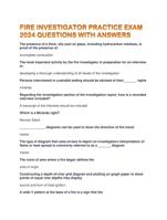 FIRE INVESTIGATOR PRACTICE EXAM 2024 QUESTIONS WITH ANSWERS