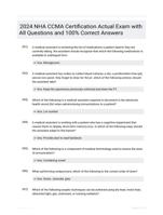 2024 NHA CCMA Certification Actual Exam with All Questions and 100%  Correct Answers