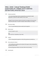 WGU - D265 - Critical Thinking EXAM QUESTIONS (97 TERMS) WITH VERIFIED DEFINITIONS UPDATED 2024