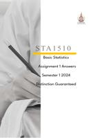 STA 1510 Assignment 1 Questions and Answers for Semester 1 2024 - Verrified (UNISA)