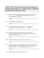 IICRC TCST Trauma and Crime Scene Clean up EXAM QUESTIONS (131 TERMS) WITH VERIFIED DEFINITIONS UPDATED 2024