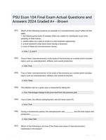 PSU Econ 104 Final Exam Actual Questions and Answers 2024 Graded A+ - Brown