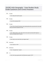 (GCSE) AQA Geography - Case Studies Study Guide Questions and Correct Answers