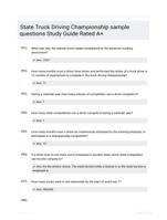 State Truck Driving Championship sample questions Study Guide Rated A+