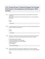 U.S. Forces Drivers Training Program for Europe Final Exam 2 He Study Guide | Questions  with 100% COMPLETE SOLUTIONS