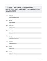 CE Level 1 AND Level 2 - Prepositions Study Guide Rated A+