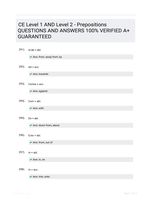 CE Level 1 AND Level 2 - Prepositions QUESTIONS AND ANSWERS 100% VERIFIED A+ GUARANTEED