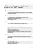 AQA A-level Biology paper 1 Study Guide Questions and Correct Answers