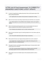 LETRS Unit 8 Final Assessment 10 CORRECTLY ANSWERED QUESTIONS LATEST UPDATE