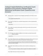 Hubspot Digital Marketing Certification Exam Questions And Answers Hubspot Digital Marketing Certification Exam Questions And Answers 