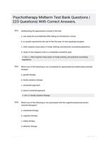 Psychotherapy Midterm Test Bank Questions |223 Questions| With Correct Answers.