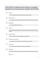 2023-2024 Vocabulary Exam Review Complete Questions & Answers(Latest Update 2024/2025)