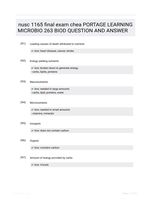 nusc 1165 final exam chea PORTAGE LEARNING  MICROBIO 263 BIOD QUESTION AND  ANSWER