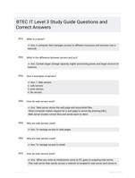 BTEC IT Level 3 Study Guide Questions and Correct Answers