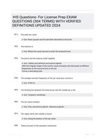 IHS Questions- For License Prep EXAM QUESTIONS (304 TERMS) WITH VERIFIED DEFINITIONS UPDATED 2024