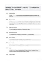 Hearing Aid Dispenser License |237 Questions| With Correct Answers.