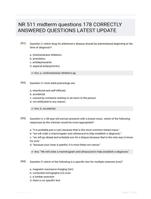 NR 511 midterm questions 178 CORRECTLY ANSWERED QUESTIONS LATEST UPDATE