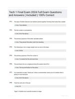 Tech 1 Final Exam 2024 Full Exam Questions and Answers ( Included ) 100% Correct