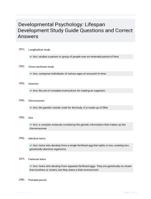 Developmental Psychology: Lifespan Development Study Guide Questions and Correct Answers