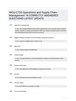 WGU C720 Operations and Supply Chain Management 74 CORRECTLY ANSWERED QUESTIONS LATEST UPDATE