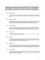 Marketing Institute EXAM PORTAGE LEARNING  MICROBIO 268 BIOD QUESTION AND  ANSWER