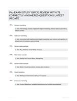 Pro EXAM STUDY GUIDE REVIEW WITH 78 CORRECTLY ANSWERED QUESTIONS LATEST UPDATE   .