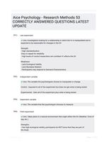 Aice Psychology - Research Methods 53 CORRECTLY ANSWERED QUESTIONS LATEST UPDATE