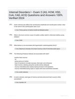 Internal Disorders I - Exam 2 (AS, HCM, VSD, CoA, CAD, ACS) Questions and Answers 100% Verified 2024