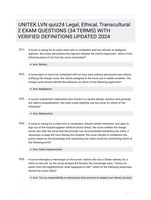 UNITEK LVN quiz24 Legal, Ethical, Transcultural 2 EXAM QUESTIONS (34 TERMS) WITH VERIFIED DEFINITIONS UPDATED 2024