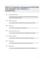 WGU C215 Operations Management QUESTIONS AND ANSWERS 100% VERIFIED A+ GUARANTEED