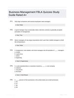 Business Management FBLA Quizzes Study Guide Rated A+