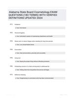 Alabama State Board Cosmetology EXAM QUESTIONS (183 TERMS) WITH VERIFIED DEFINITIONS UPDATED 2024