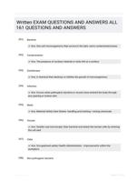 Written EXAM QUESTIONS AND ANSWERS ALL 161 QUESTIONS AND ANSWERS