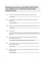 Mississippi Insurance Test EXAM QUESTIONS (195 TERMS) WITH VERIFIED DEFINITIONS UPDATED 2024