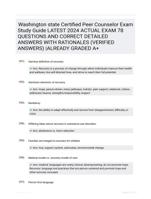 Washington state Certified Peer Counselor Exam Study Guide LATEST 2024 ACTUAL EXAM 78 QUESTIONS AND CORRECT DETAILED ANSWERS WITH RATIONALES (VERIFIED ANSWERS) |ALREADY GRADED A+