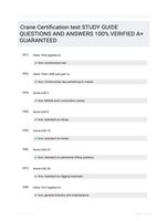 Crane Certification test STUDY GUIDE  QUESTIONS AND ANSWERS 100% VERIFIED A+ GUARANTEED