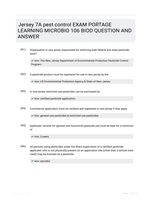 Jersey 7A pest control EXAM PORTAGE LEARNING  MICROBIO 106 BIOD QUESTION AND  ANSWER