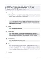 INTRO TO FINANCIAL ACCOUNTING |84 Questions| With Correct Answers.