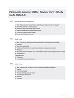 Paramedic Airway FISDAP Review Part 1 Study Guide Rated A+