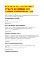 NCE EXAM 2023-2024 LATEST UPDATE QUESTIONS AND ANSWERS NEW GENERATION