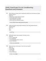 Air Conditioning final exam for HVAC  electrical with answers