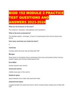 BIOD 152 MODULE 2 PRACTICE TEST QUESTIONS AND ANSWERS 2023-2024