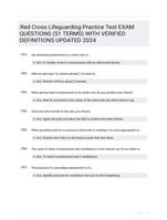 Red Cross Lifeguarding Practice Test EXAM QUESTIONS (51 TERMS) WITH VERIFIED DEFINITIONS UPDATED 2024