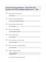 Civics Final Exam Review - Civics Pre-Test Answers Fall 2023 Update Questions #1 - #36