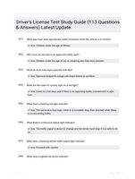 Driver's License Test Study Guide (113 Questions & Answers) Latest Update.