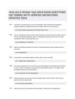 AHA ACLS Written Test 2024 EXAM QUESTIONS (50 TERMS) WITH VERIFIED DEFINITIONS UPDATED 2024