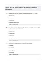 HVAC NATE Heat Pump Certification Exams Answers