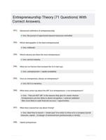 Entrepreneurship Theory |71 Questions| With Correct Answers.