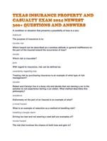 TEXAS INSURANCE PROPERTY AND CASUALTY EXAM 2024 NEWEST 300+ QUESTIONS AND ANSWERS